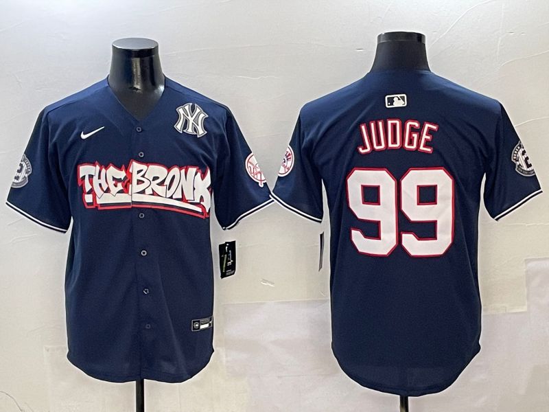 Men New York Yankees 99 Judge Drak Blue four generations Joint Name 2025 Nike MLB Jersey style 4115